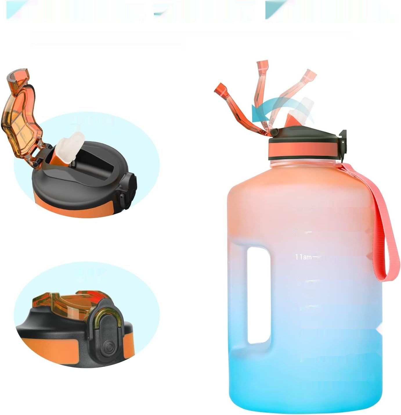 SLUXKE Butelka sportowa 2,2 l/3,78 l, BPA free, zabezpieczona przed wyciekiem
