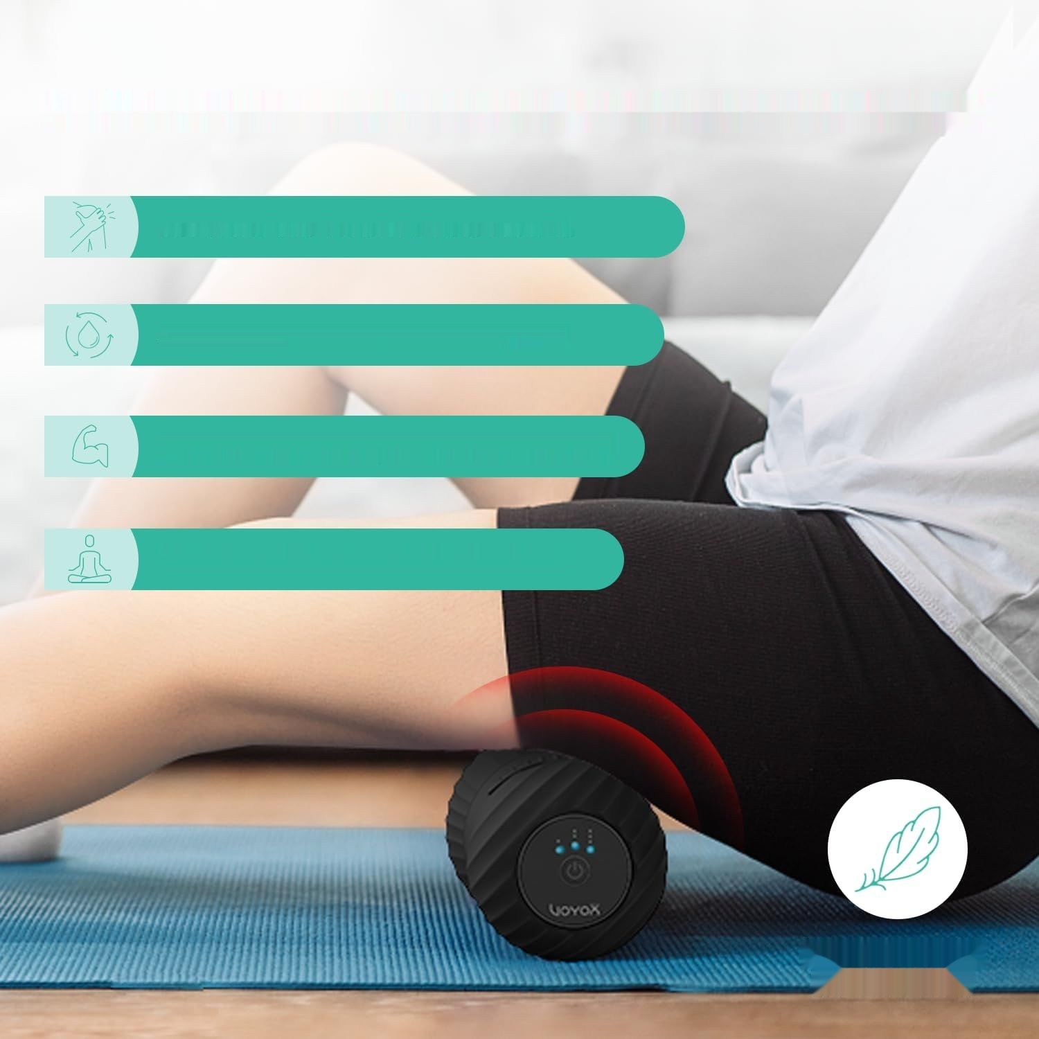 VOYOR-HEALTH MB300 Wibrująca Masująca Piłka z Orzecha Ziemnego, Czarny