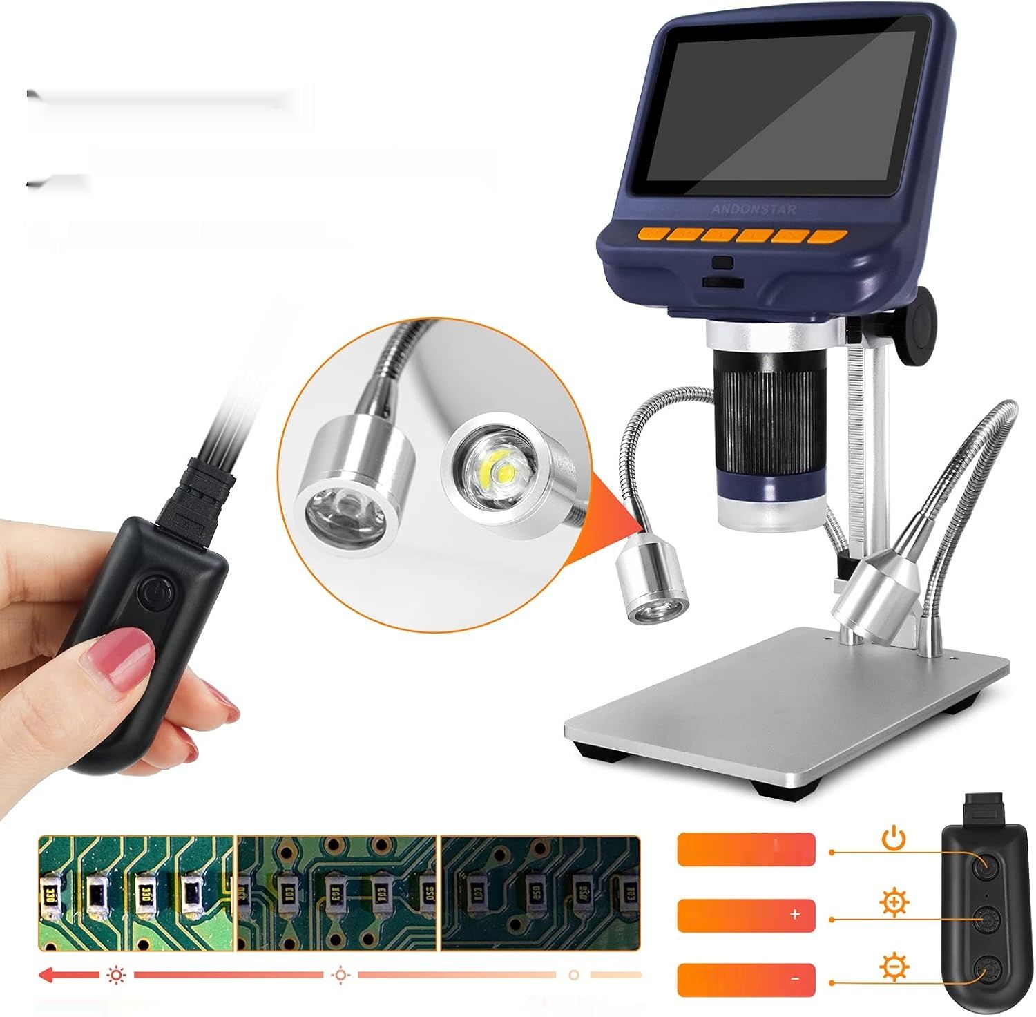Andonstar AD106S Cyfrowy Mikroskop USB, 10,9 cm do PCB/Zegarów/Telefonów