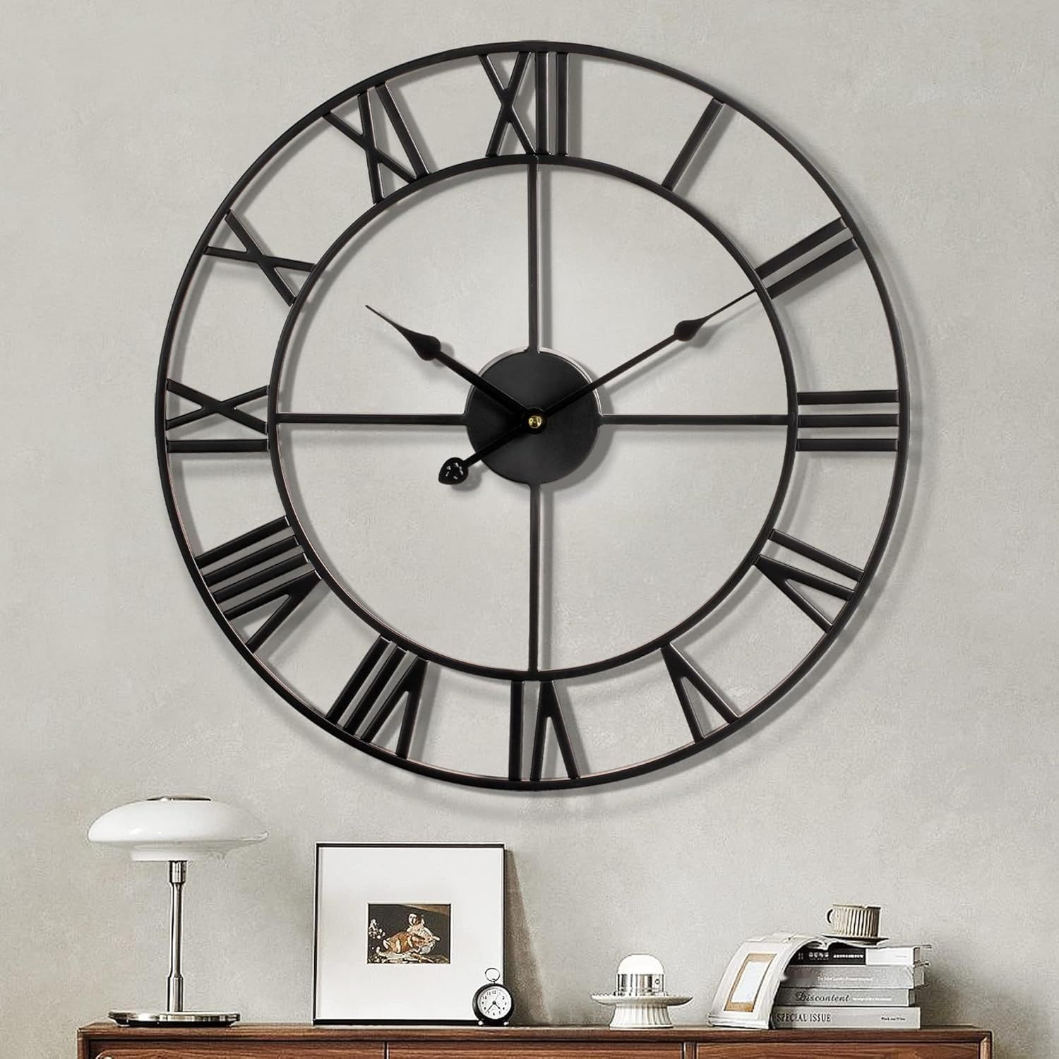 Maxstar Nowoczesne cyfry rzymskie zegar ścienny, bezgłośny,  60 cm