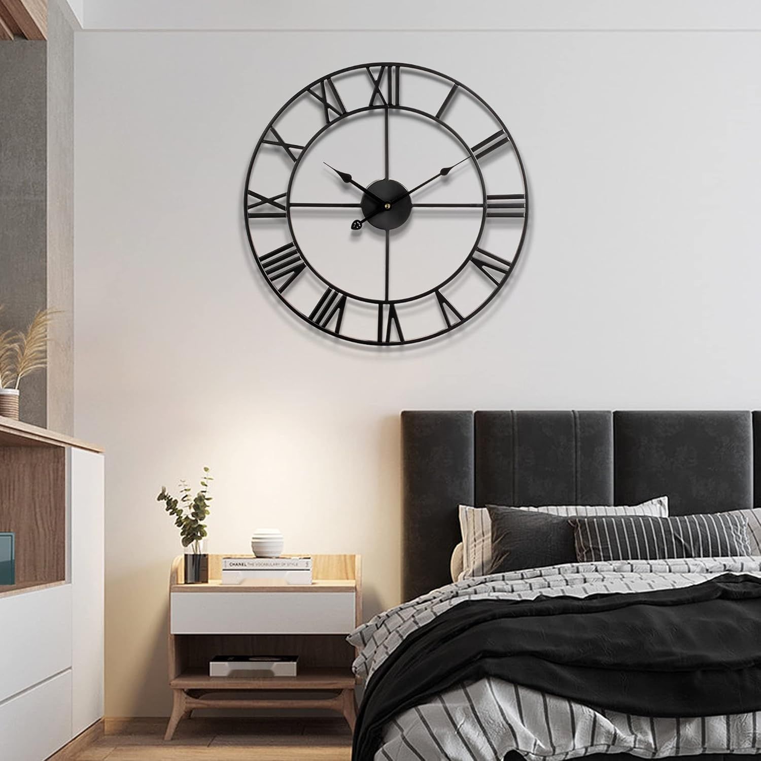 Maxstar Nowoczesne cyfry rzymskie zegar ścienny, bezgłośny,  60 cm