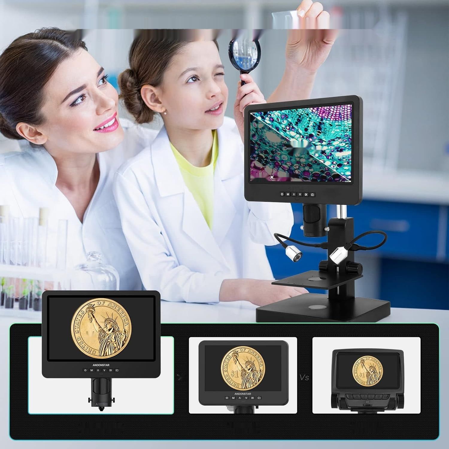 Mikroskop Cyfrowy HDMI Andonstar AD249S-P 10,1&quot;, 4000x, 2160P UHD
