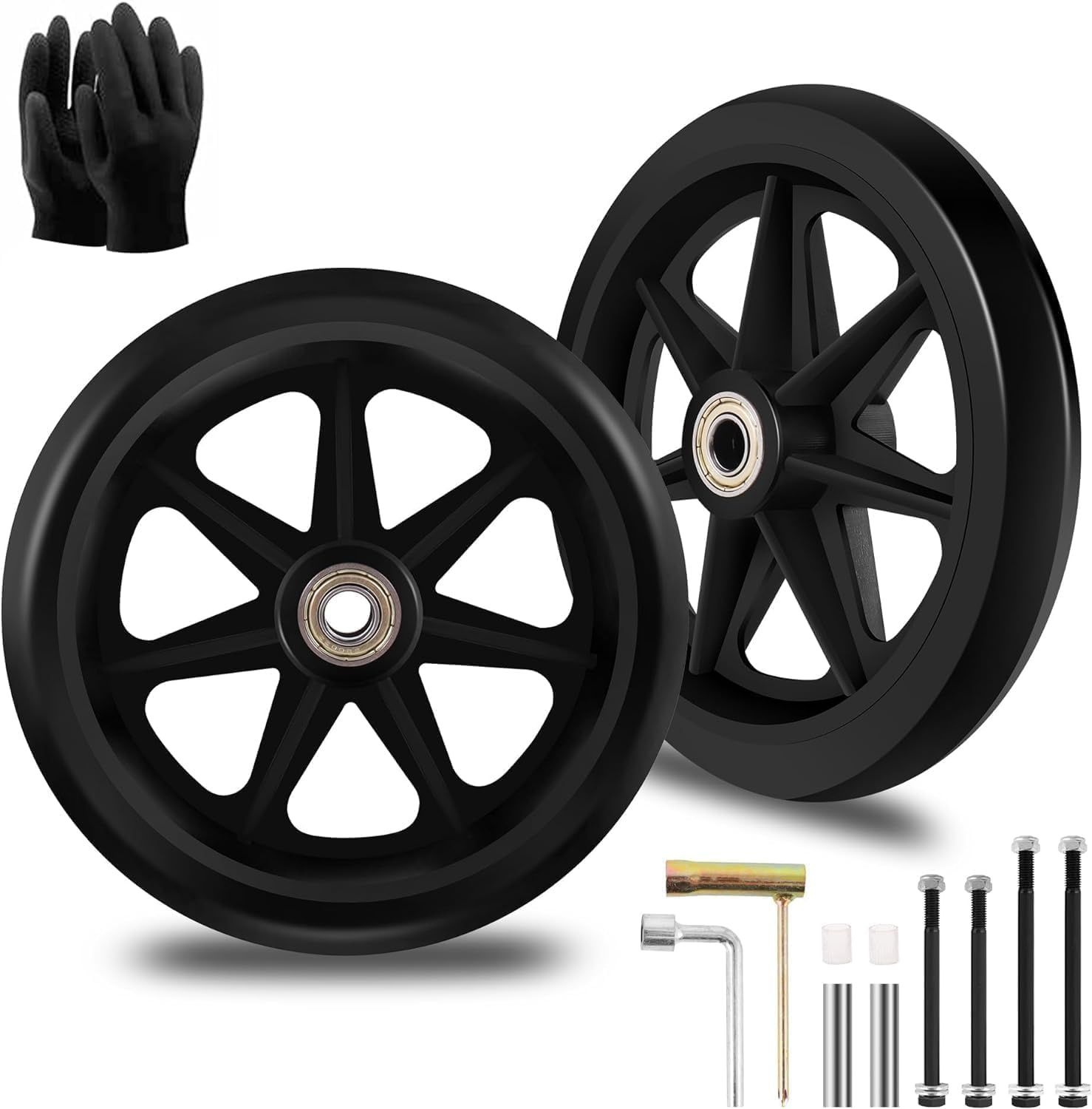 Zestaw 2szt 6&quot; Solid Spare Wheels – gumowe, odporne PU Tires, antypoślizgowe.