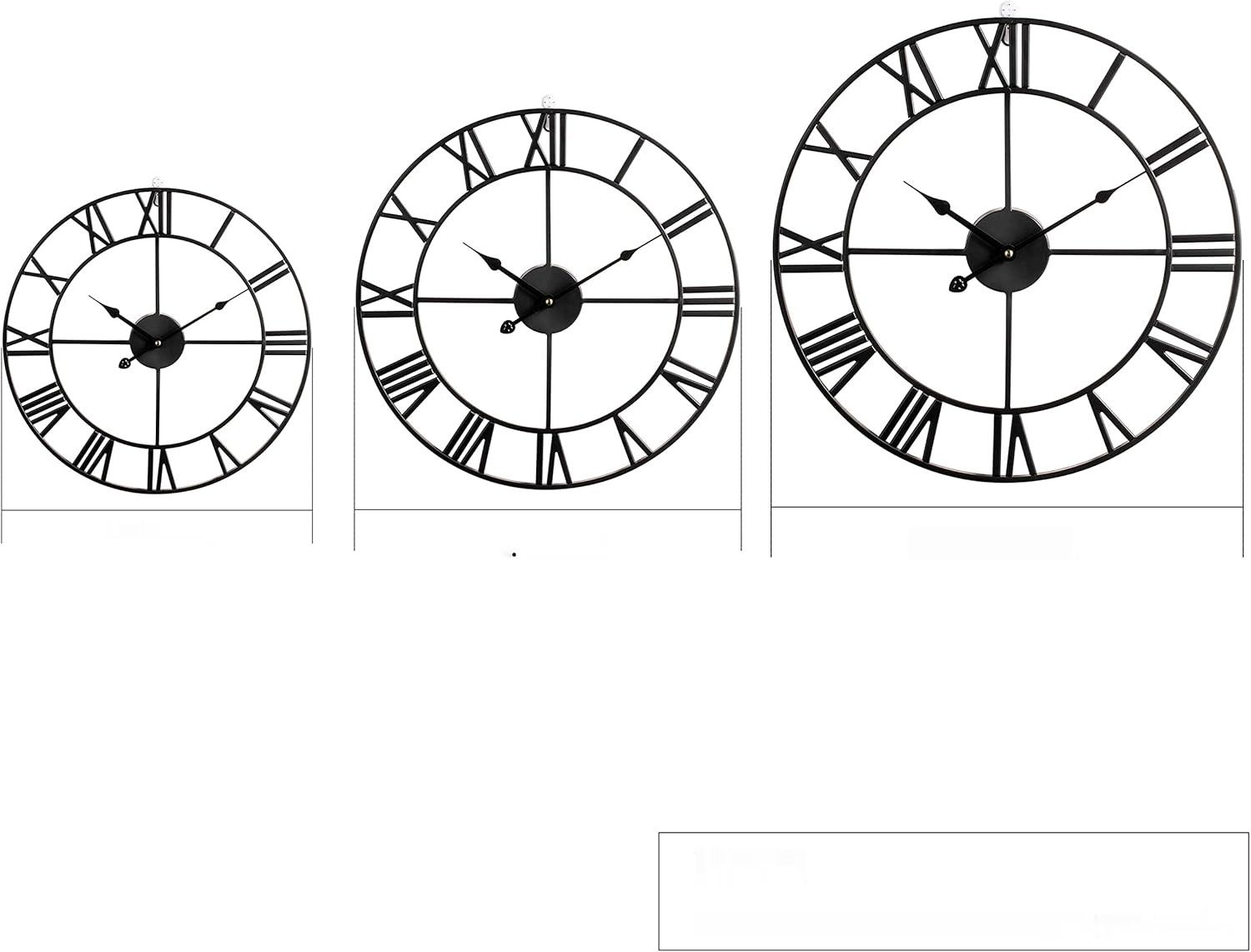 Maxstar Nowoczesne cyfry rzymskie zegar ścienny, bezgłośny,  60 cm