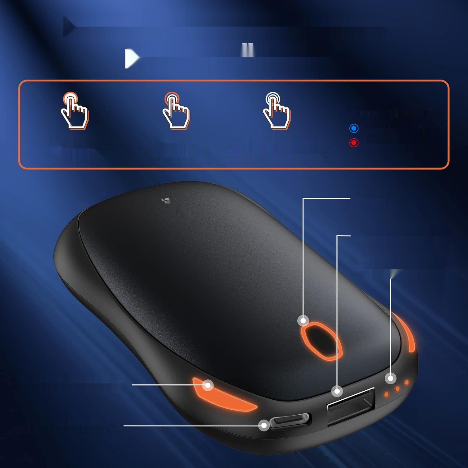 BOLEi ładowalny ogrzewacz do rąk, 10 000 mAh, USB, 3 tryby grzania