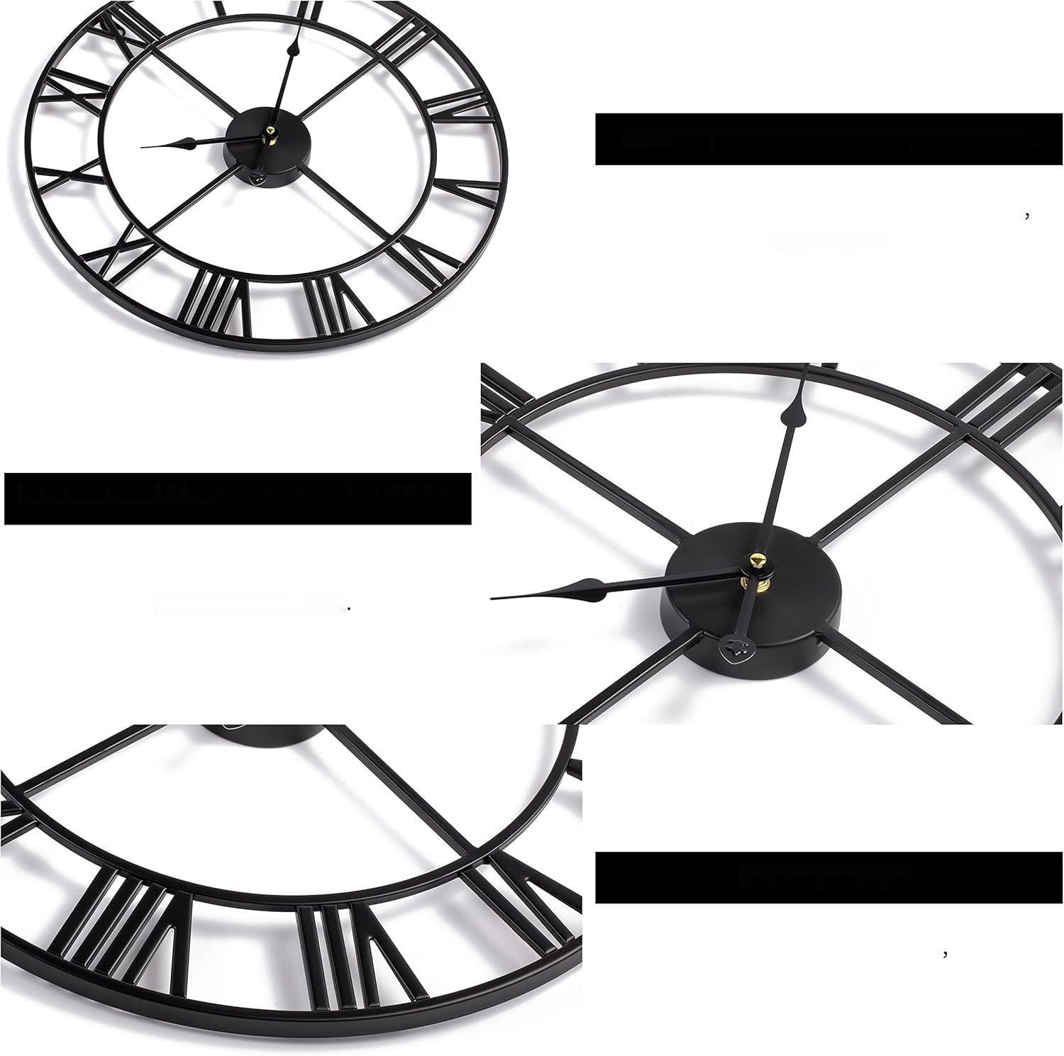 Maxstar Nowoczesne cyfry rzymskie zegar ścienny, bezgłośny,  60 cm