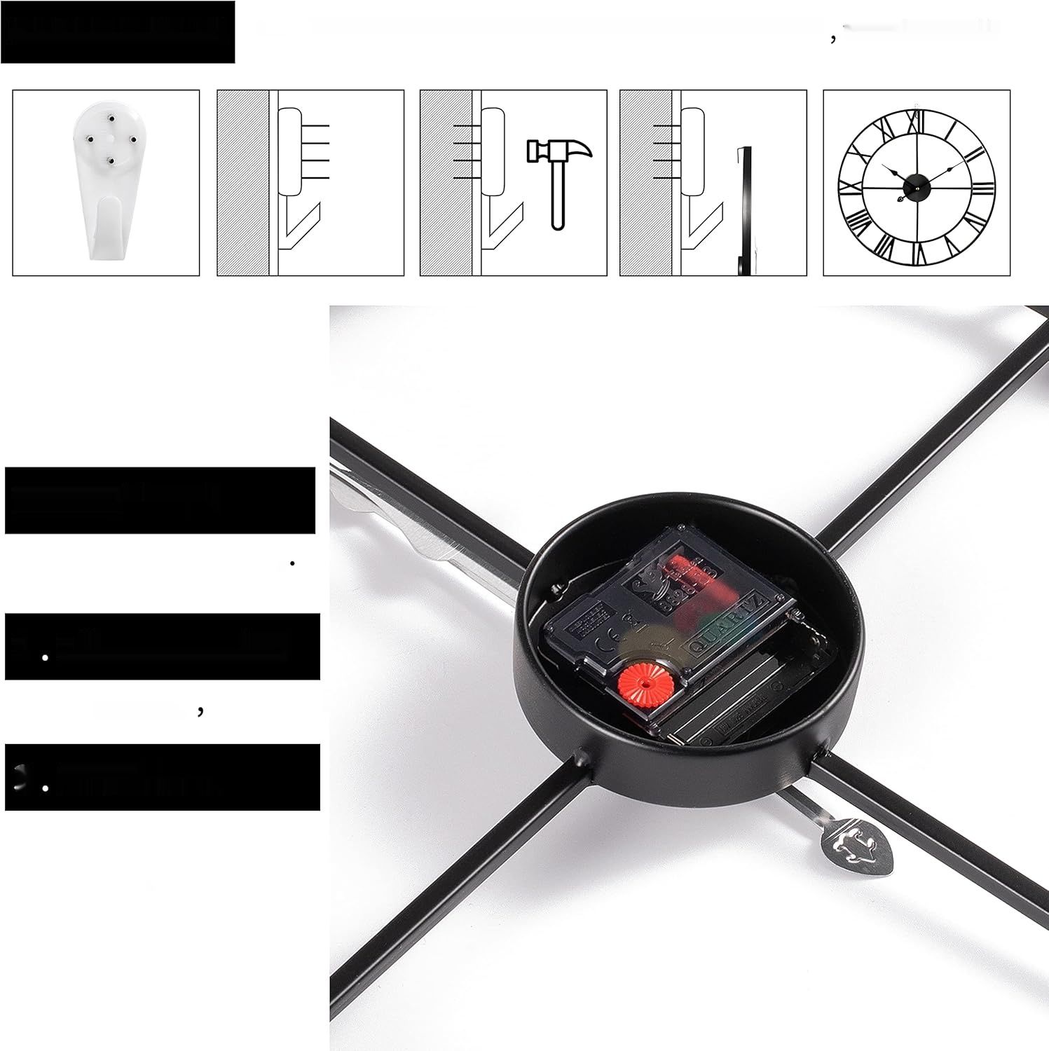 Maxstar Nowoczesne cyfry rzymskie zegar ścienny, bezgłośny,  60 cm