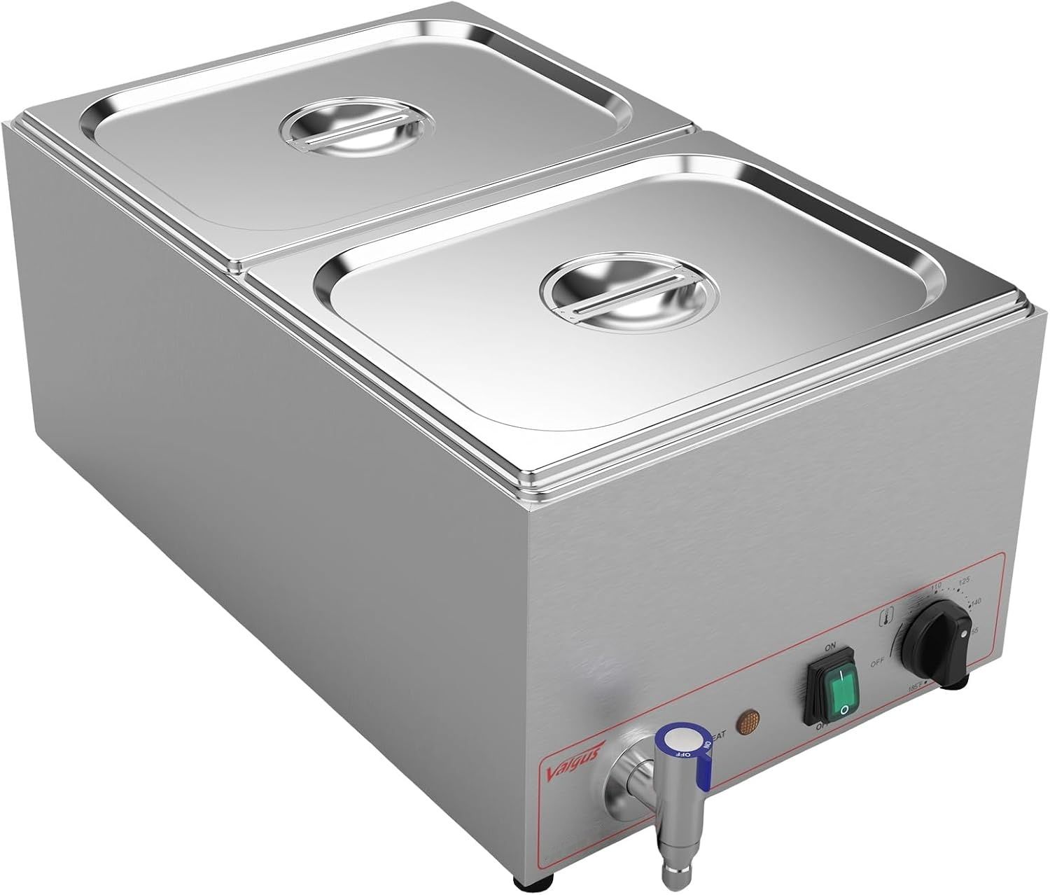 Valgus Podgrzewacz Bain Marie 2 Sekcje 18L Stal Nierdzewna z Kranem