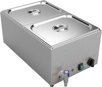 Valgus Podgrzewacz Bain Marie 2 Sekcje 18L Stal Nierdzewna z Kranem