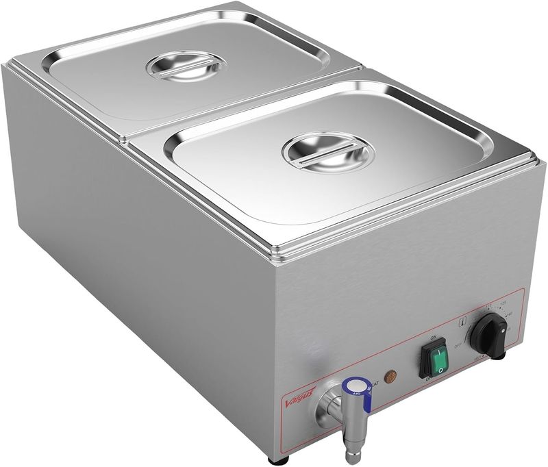 Valgus Podgrzewacz Bain Marie 2 Sekcje 18L Stal Nierdzewna z Kranem