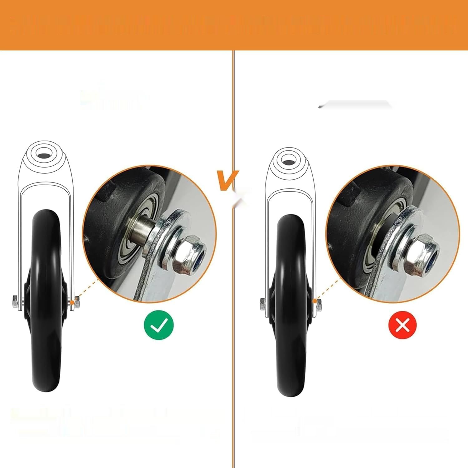 Zestaw 2szt 6&quot; Solid Spare Wheels – gumowe, odporne PU Tires, antypoślizgowe.