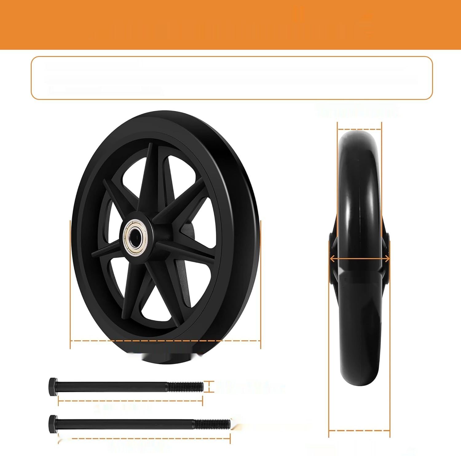 Zestaw 2szt 6&quot; Solid Spare Wheels – gumowe, odporne PU Tires, antypoślizgowe.