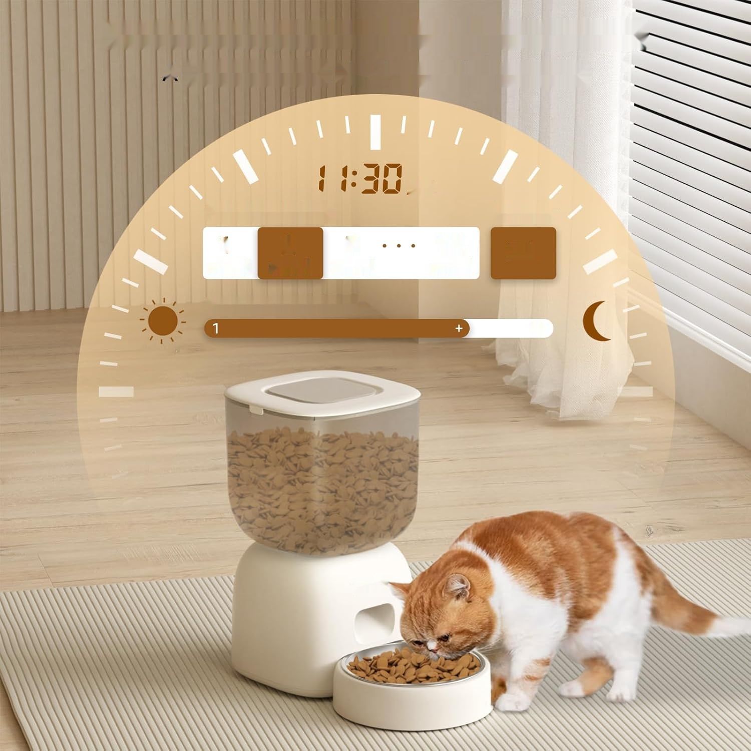 PUPPY KITTY Automatyczny Podajnik dla Kotów, Aplikacja WiFi (Biały WiFi)