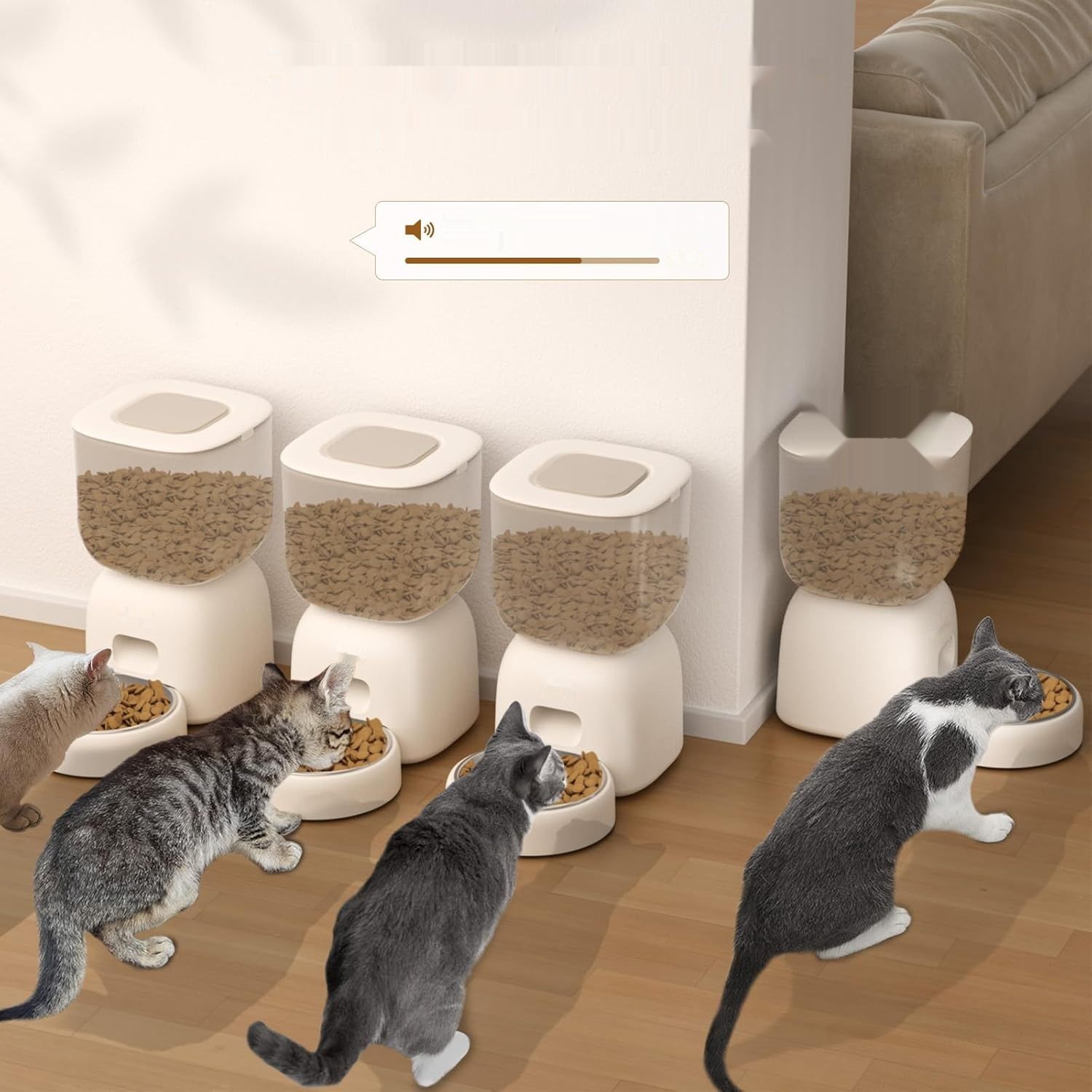 PUPPY KITTY Automatyczny Podajnik dla Kotów, Aplikacja WiFi (Biały WiFi)