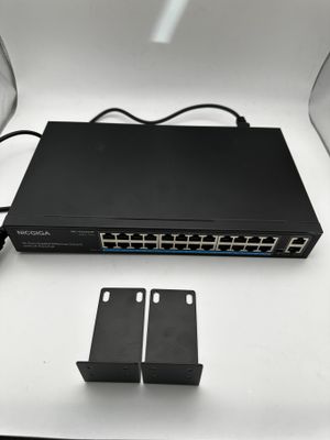 24-portowy NICGIGA przełącznik PoE, 24 PoE+320W, 2 Uplink, VLAN, 48,3cm