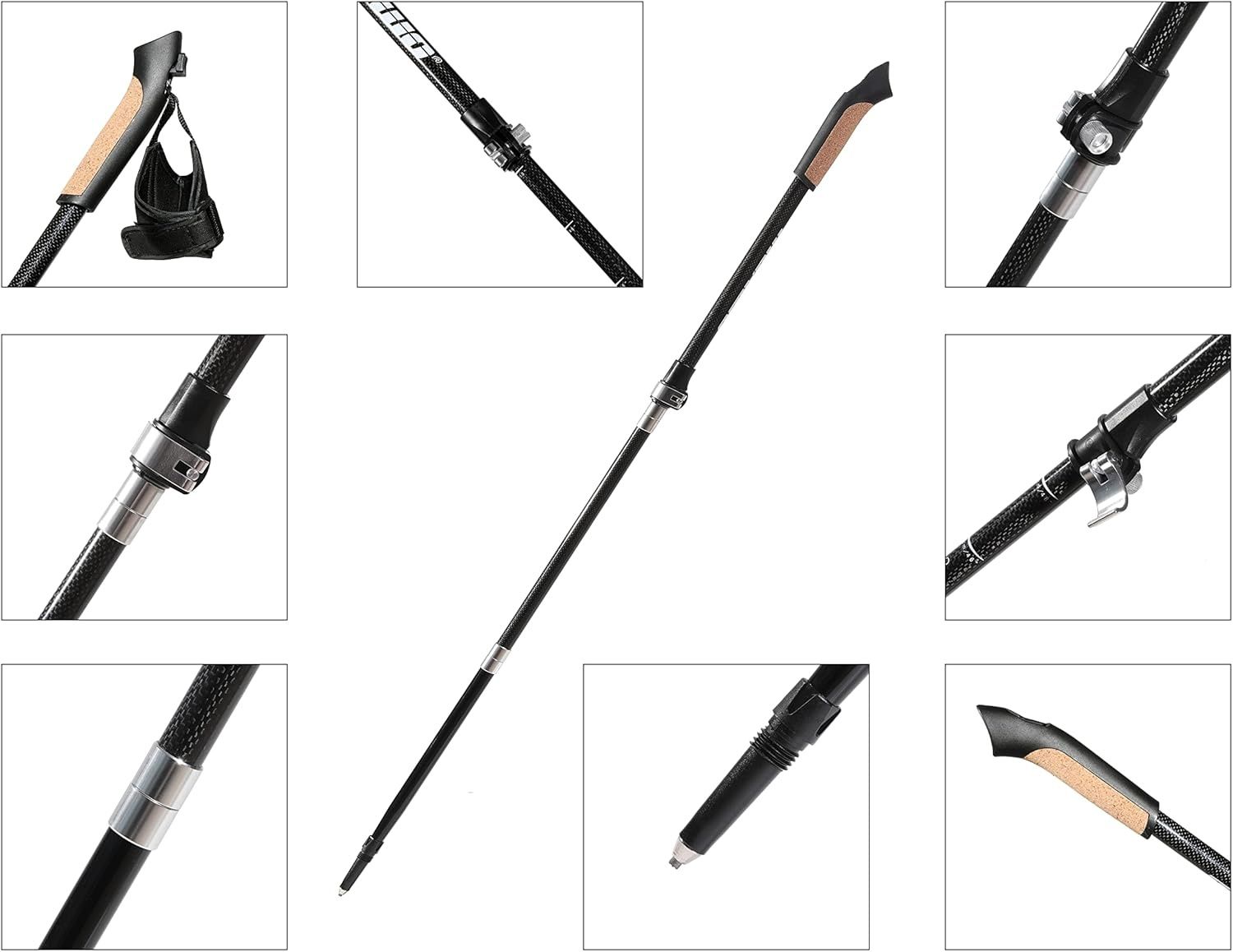 Muawo Premium Nordic Walking Kije 249g, teleskopowy 105-135cm, 67% węgla