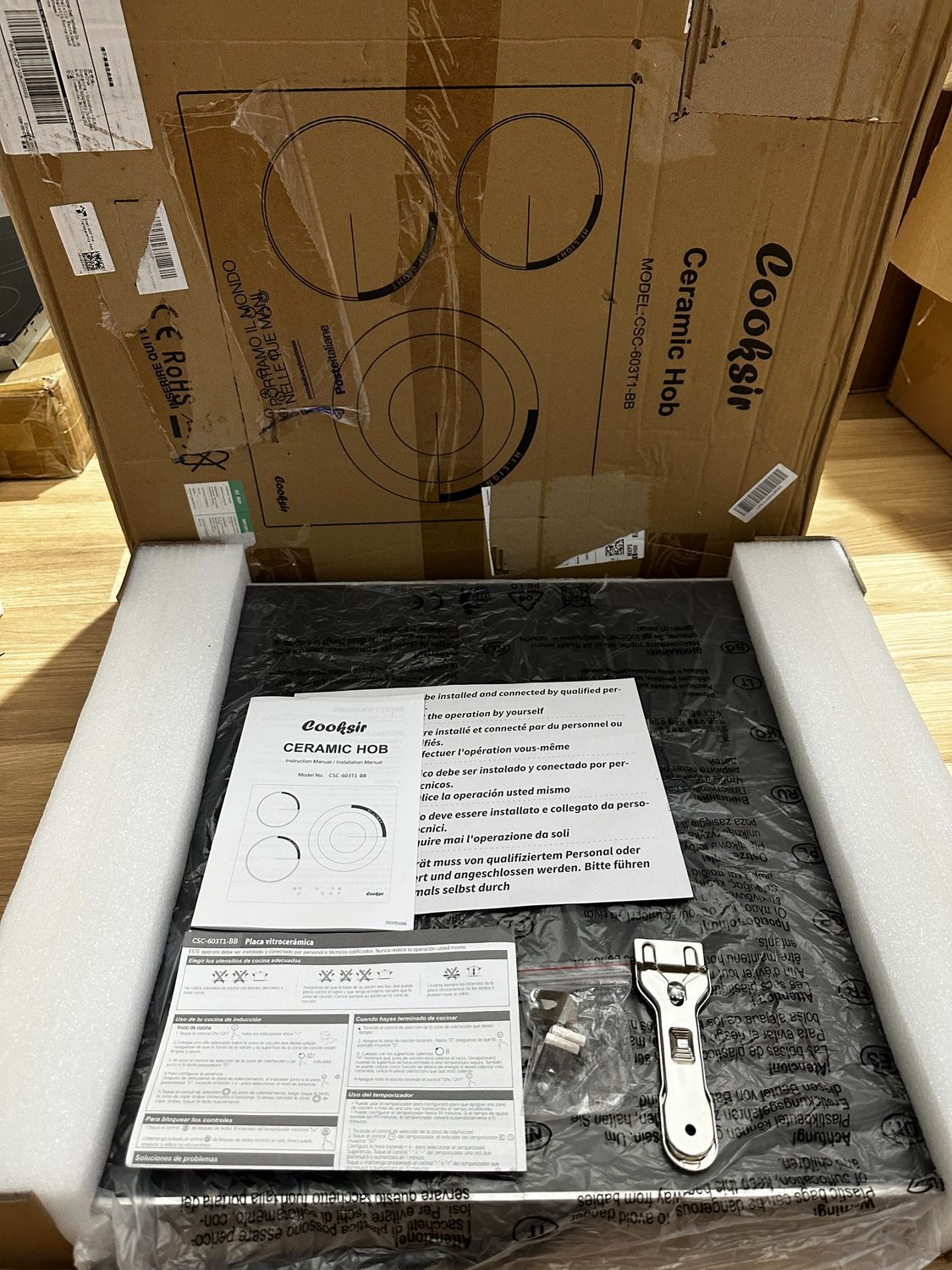 Cooksir płyta ceramiczna 5700W, 60cm, 3 pola, 9 poziomów, bez wtyczki
