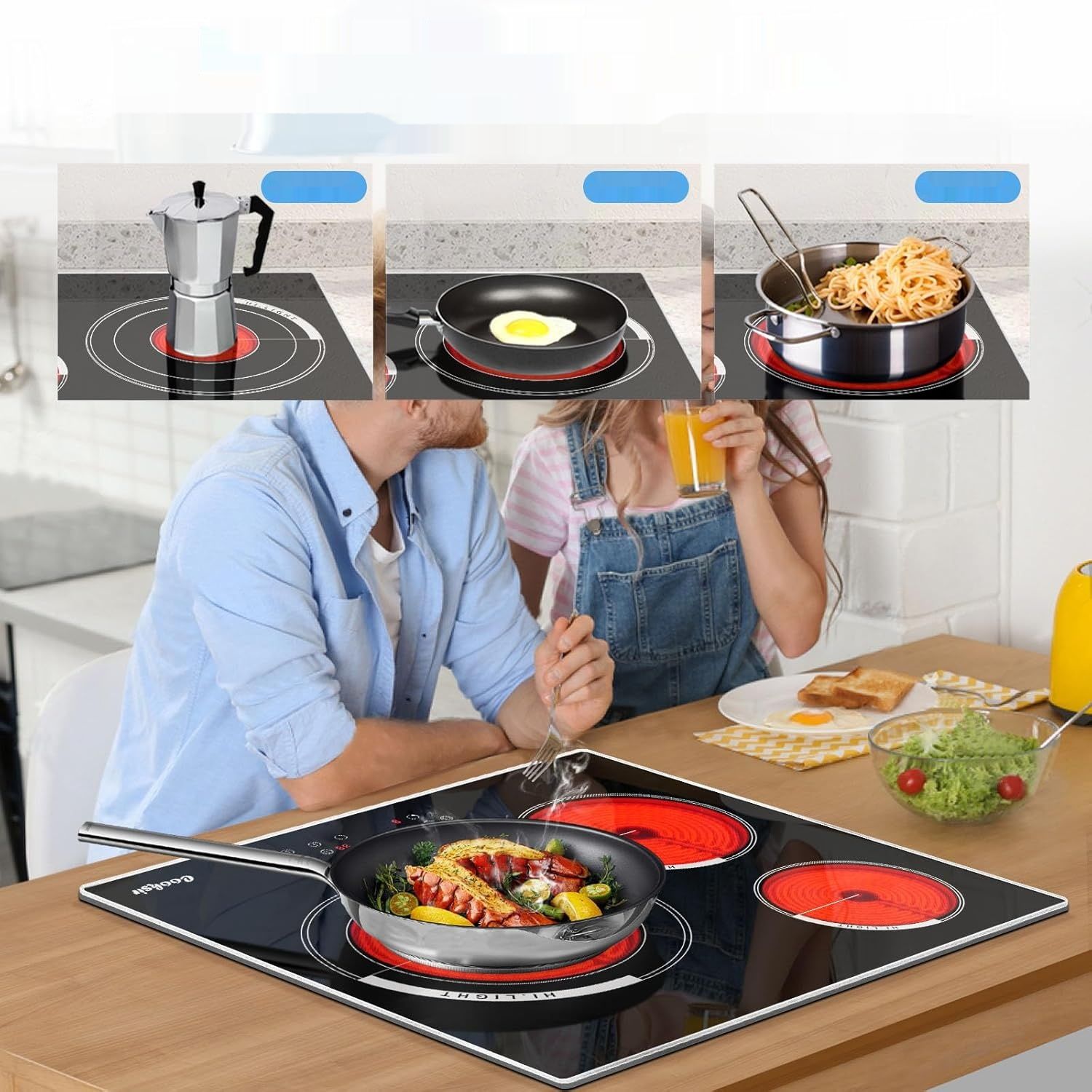 Cooksir płyta ceramiczna 5700W, 60cm, 3 pola, 9 poziomów, bez wtyczki