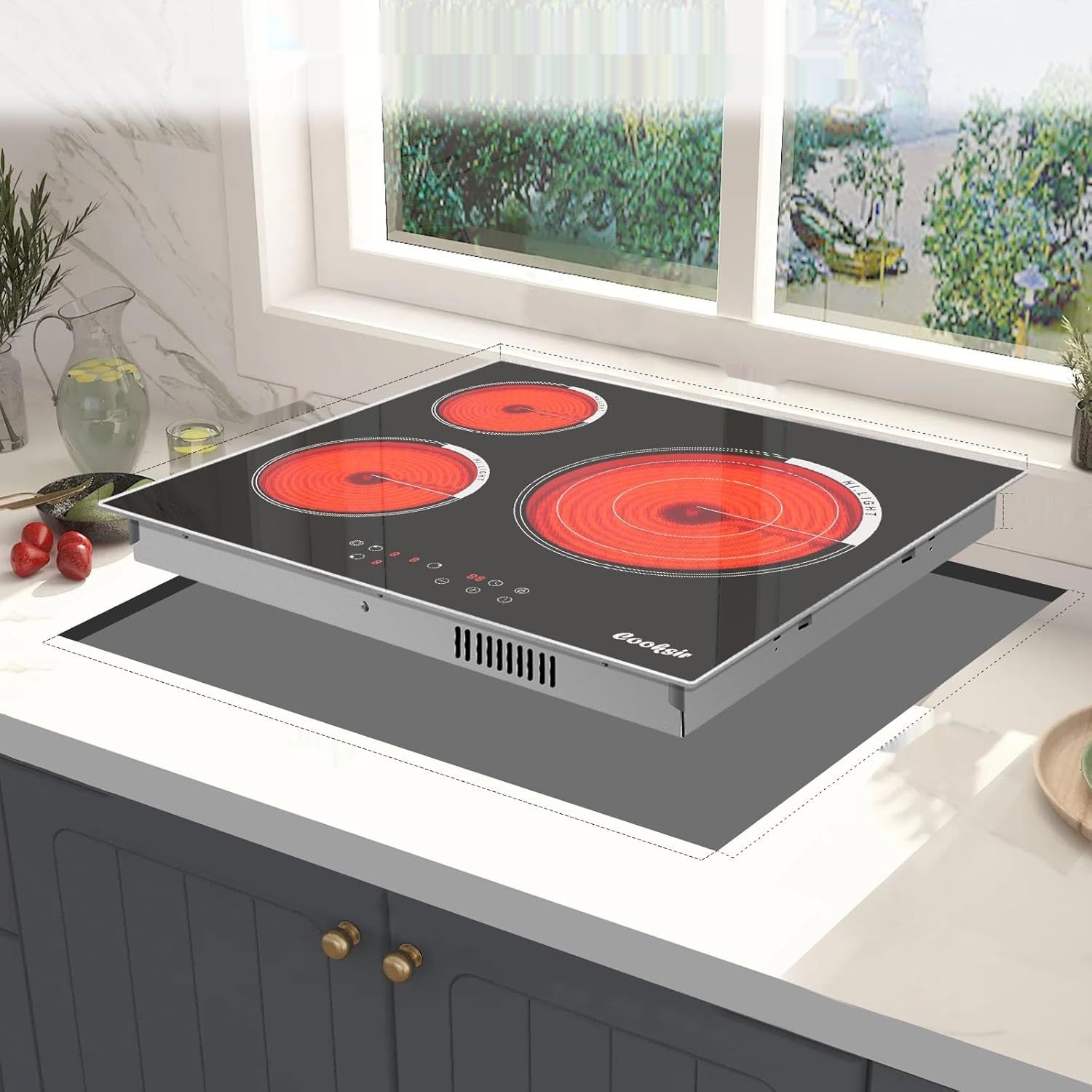 Cooksir płyta ceramiczna 5700W, 60cm, 3 pola, 9 poziomów, bez wtyczki