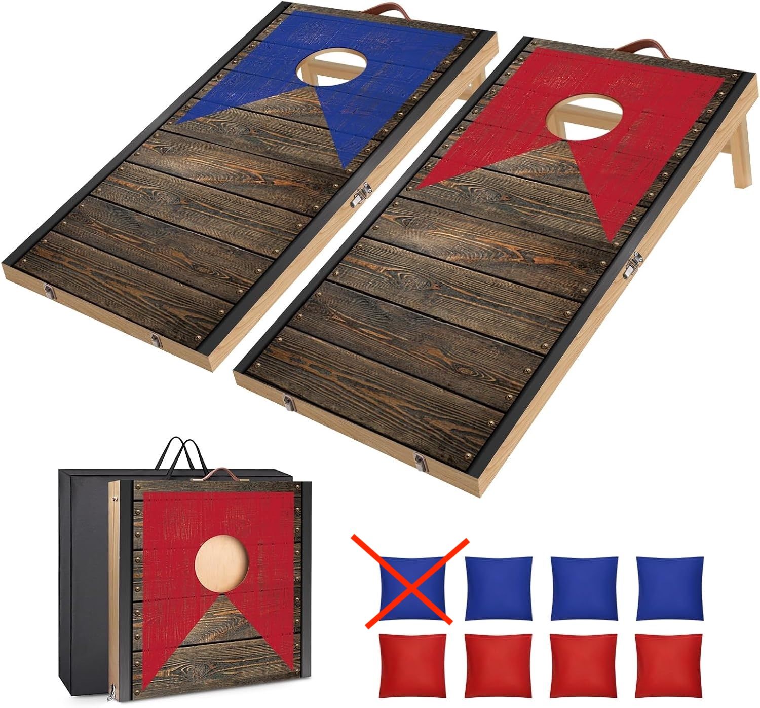 Zestaw do gry w Cornhole - składane deski 120x60 cm, 7 worków.
