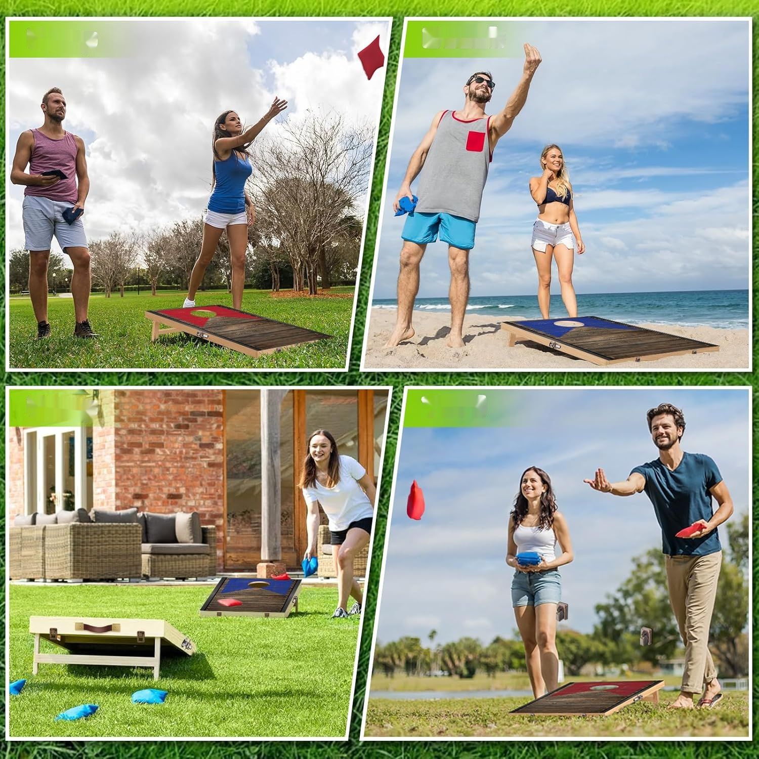 Zestaw do gry w Cornhole - składane deski 120x60 cm, 7 worków.