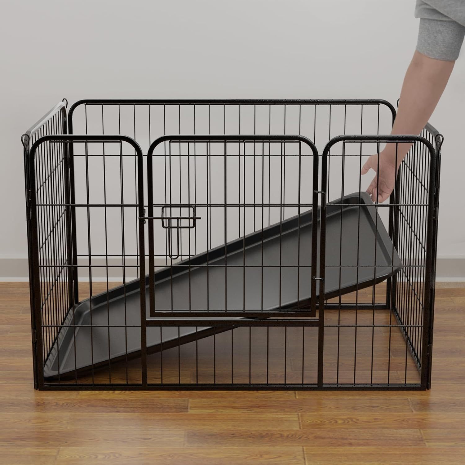 Qianruida Metalowe Ogrodzenie Regulowane Park dla Psów 4 Panele 91×61×61 cm