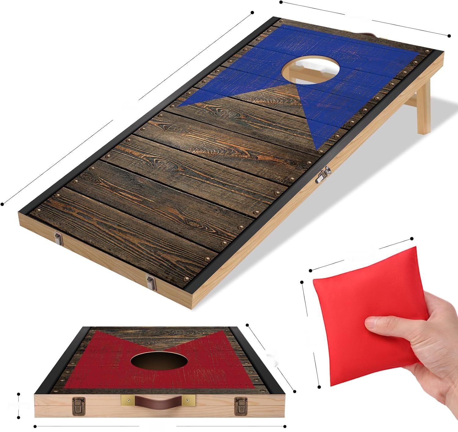 Zestaw do gry w Cornhole - składane deski 120x60 cm, 7 worków.
