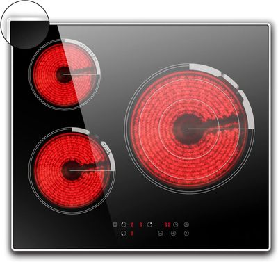 Cooksir płyta ceramiczna 5700W, 60cm, 3 pola, 9 poziomów, bez wtyczki