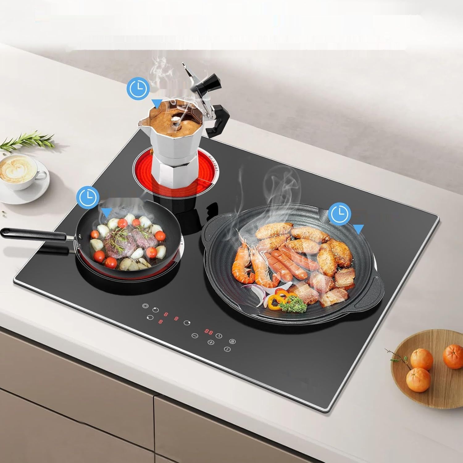 Cooksir płyta ceramiczna 5700W, 60cm, 3 pola, 9 poziomów, bez wtyczki