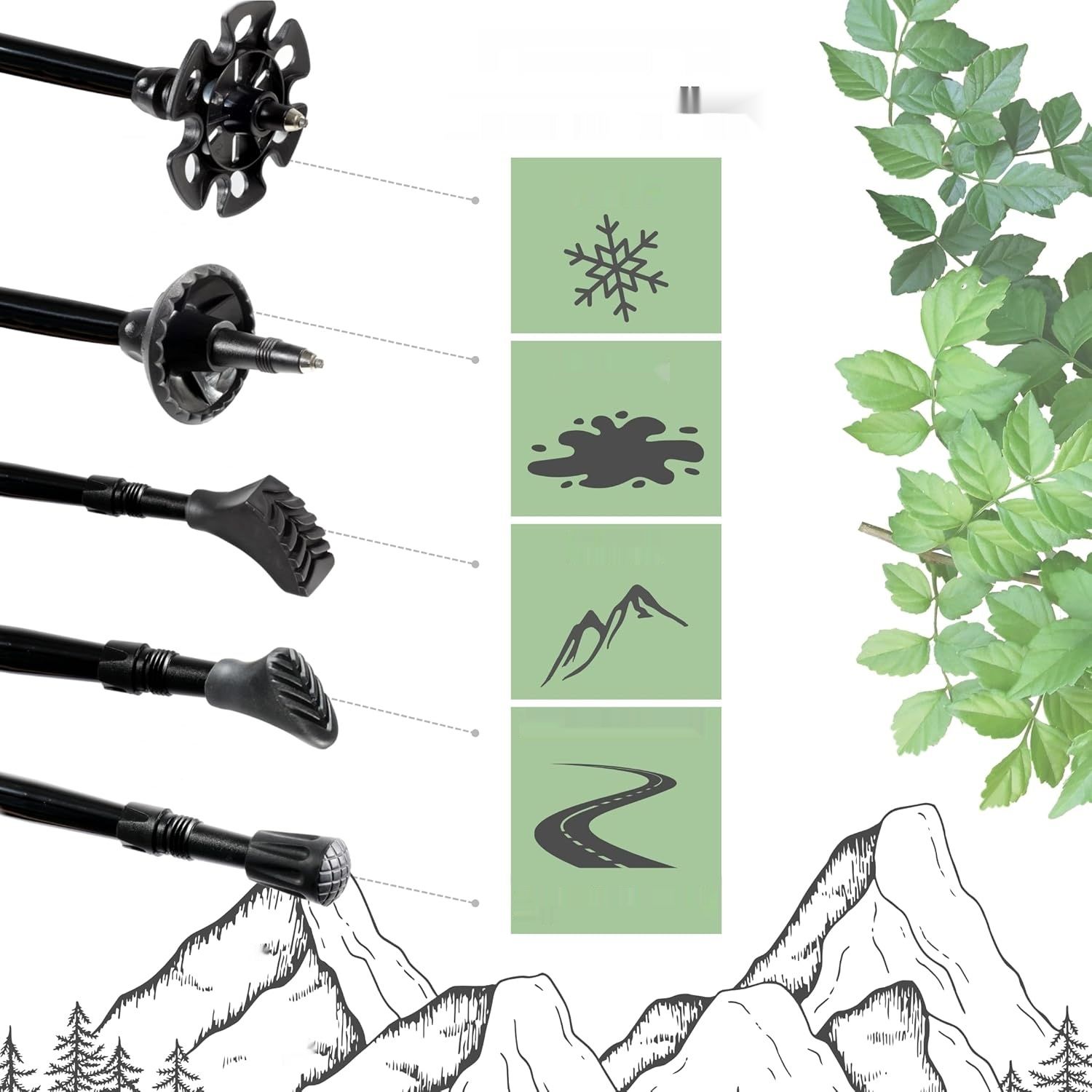 Muawo Premium Nordic Walking Kije 249g, teleskopowy 105-135cm, 67% węgla