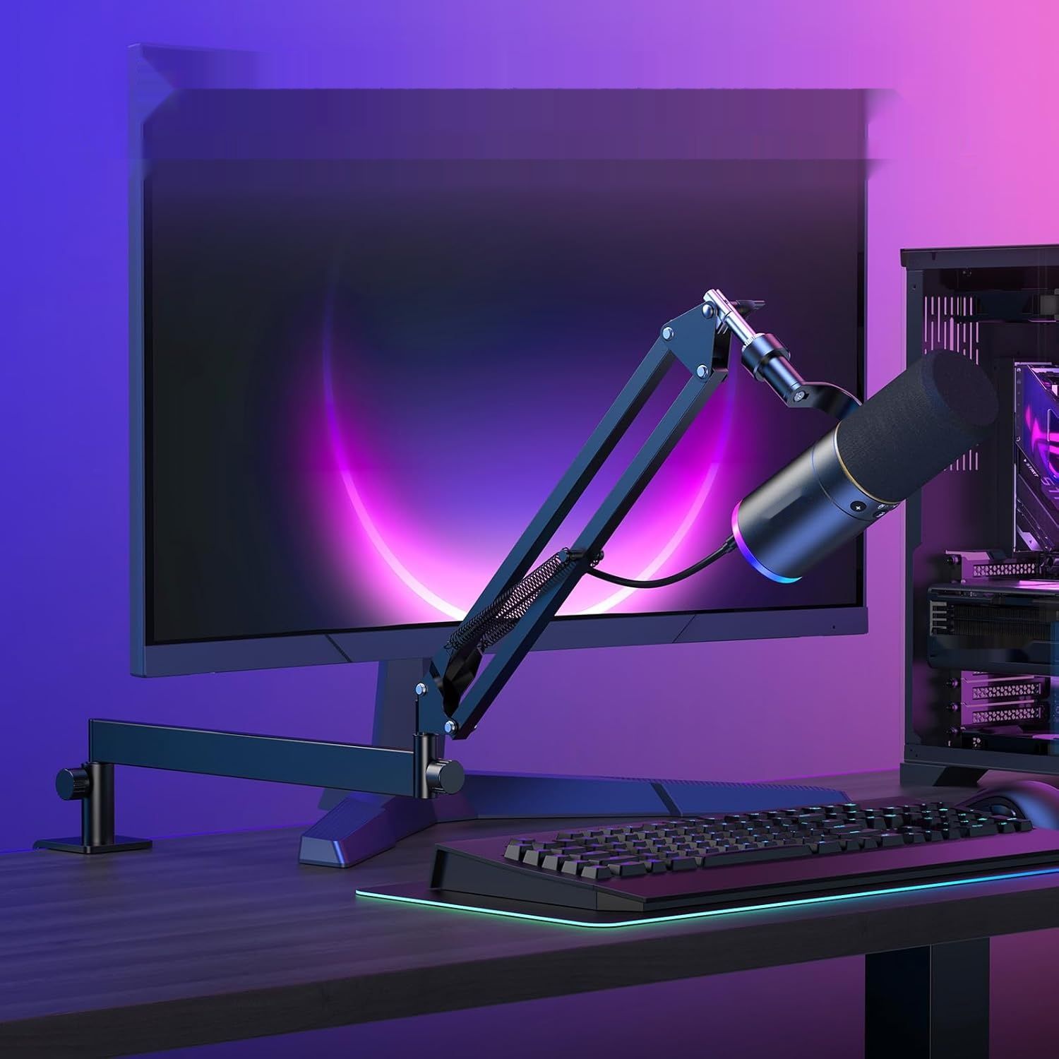 Mikrofon TONOR TD520S+ XLR/USB, do gier, RGB, wyciszenie, PC, PS4/5, Mac