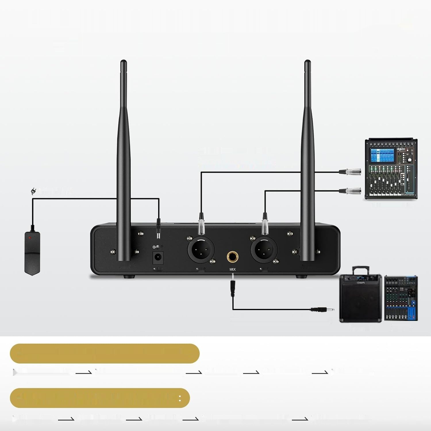 TONOR system mikrofonów TW350, czarno-czerwony, do karaoke i wesel.