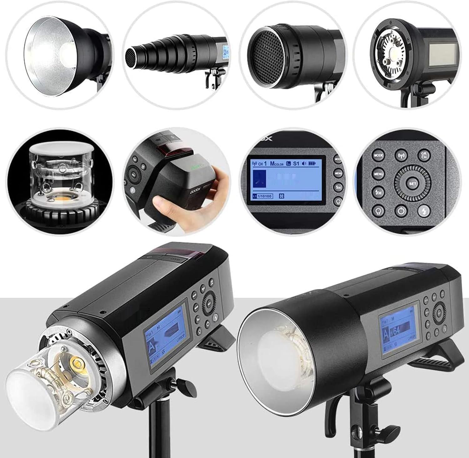 Godox AD400Pro 400Ws GN72 TTL Monolight, HSS, 2.4G, 390 błysków, LED.