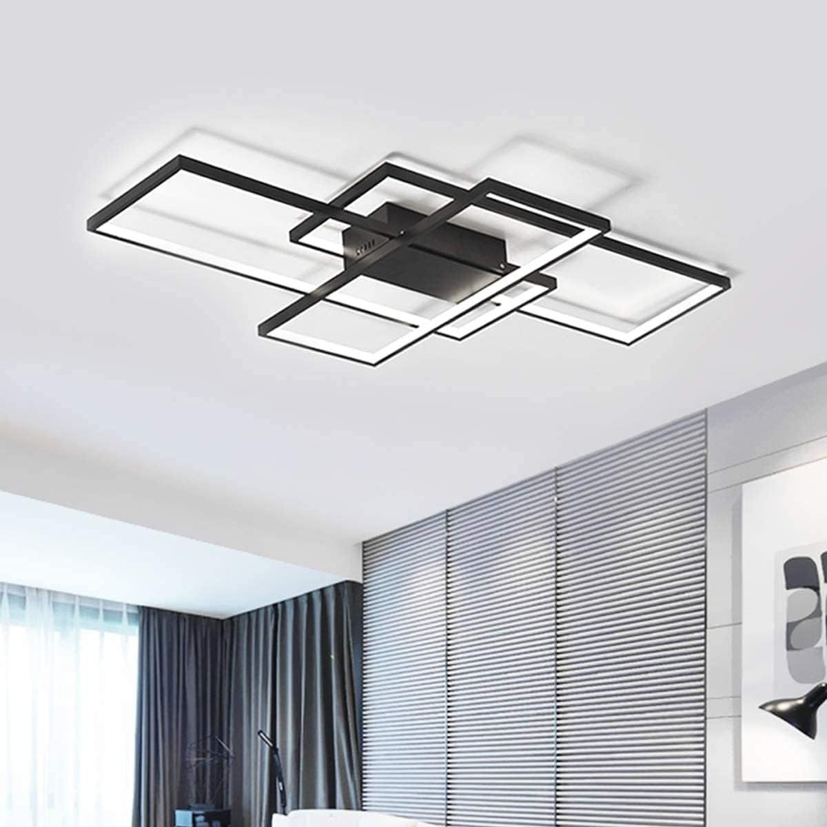 JIINOO lampa sufitowa LED 75W, 3 kwadratowy akrylowo-aluminiowy żyrandol