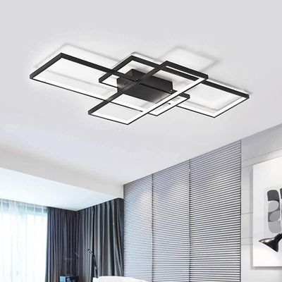 JIINOO lampa sufitowa LED 75W, 3 kwadratowy akrylowo-aluminiowy żyrandol