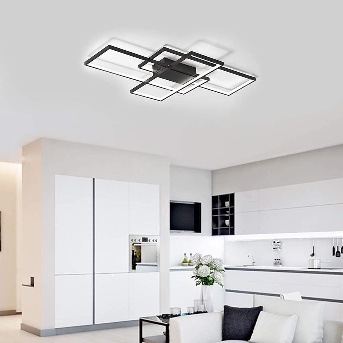 JIINOO lampa sufitowa LED 75W, 3 kwadratowy akrylowo-aluminiowy żyrandol