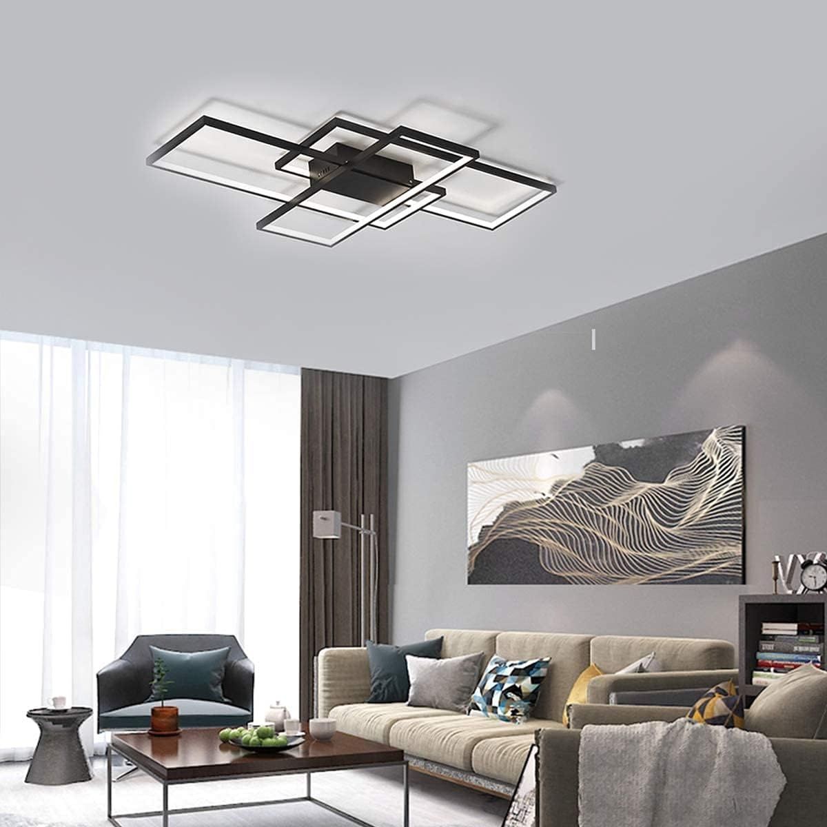 JIINOO lampa sufitowa LED 75W, 3 kwadratowy akrylowo-aluminiowy żyrandol