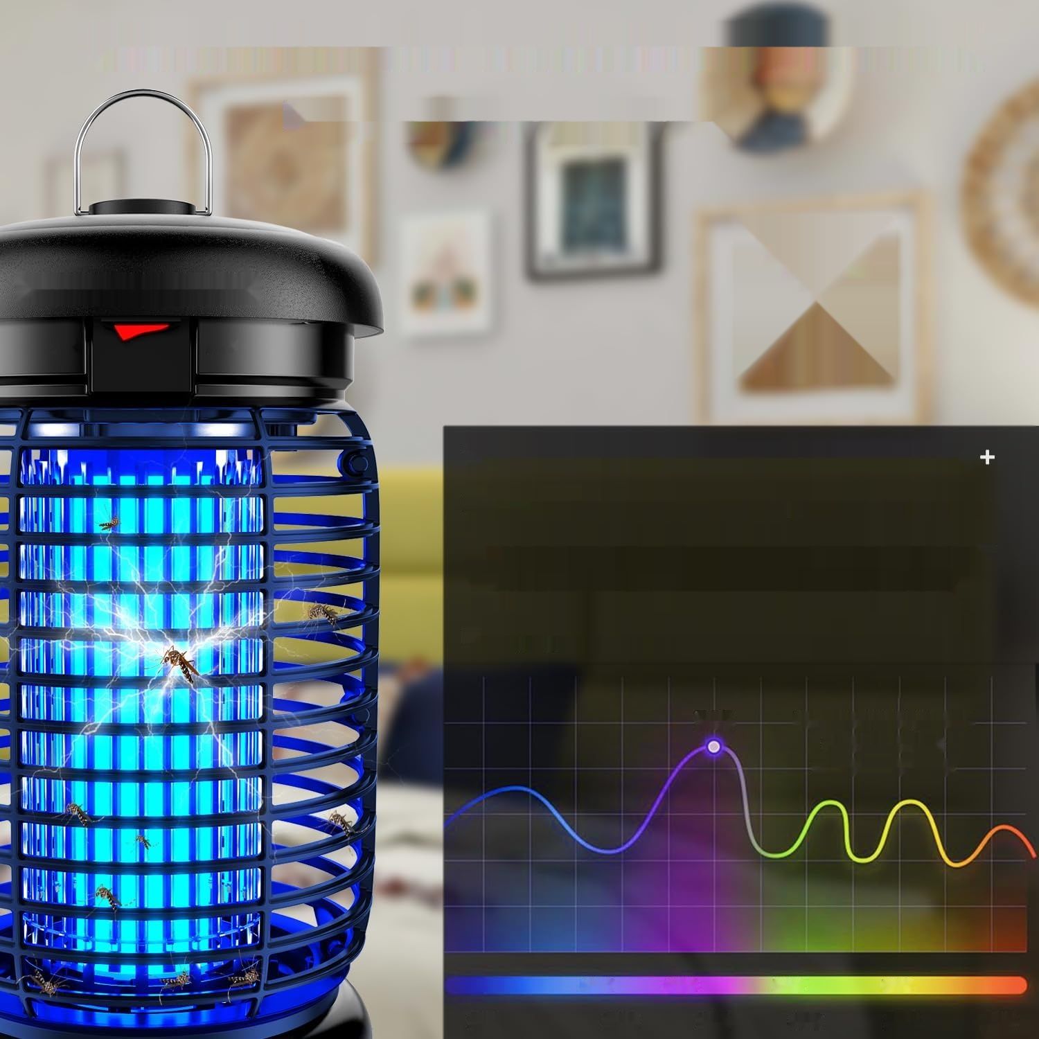 WUEAOA Elektryczny odstraszacz owadów, lampa na komary 4200V, IPX4