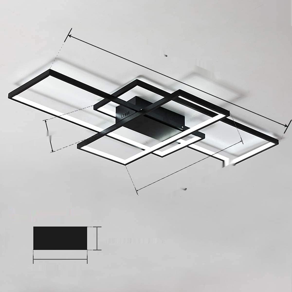 JIINOO lampa sufitowa LED 75W, 3 kwadratowy akrylowo-aluminiowy żyrandol