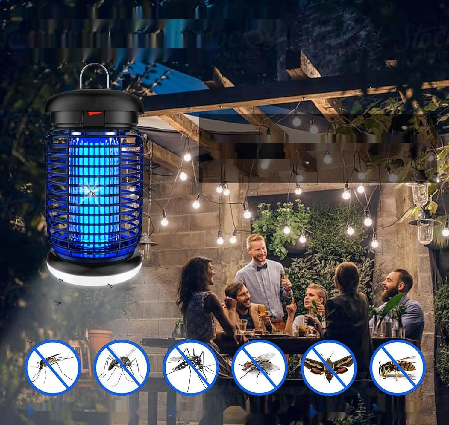 WUEAOA Elektryczny odstraszacz owadów, lampa na komary 4200V, IPX4