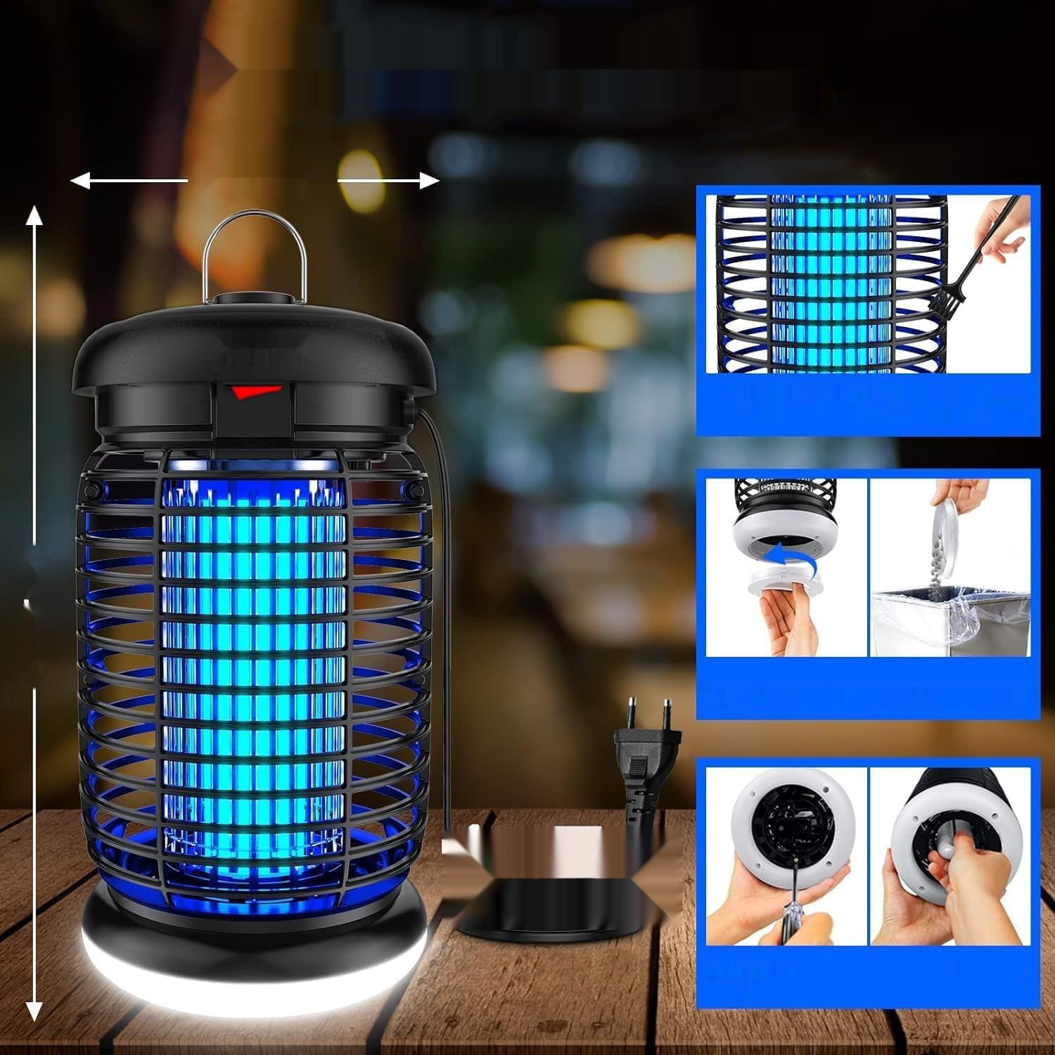 WUEAOA Elektryczny odstraszacz owadów, lampa na komary 4200V, IPX4