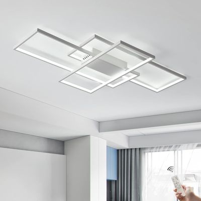 JIINOO Lampa sufitowa regulowana 110 cm z pilotem, kwadratowy akryl, 70 W