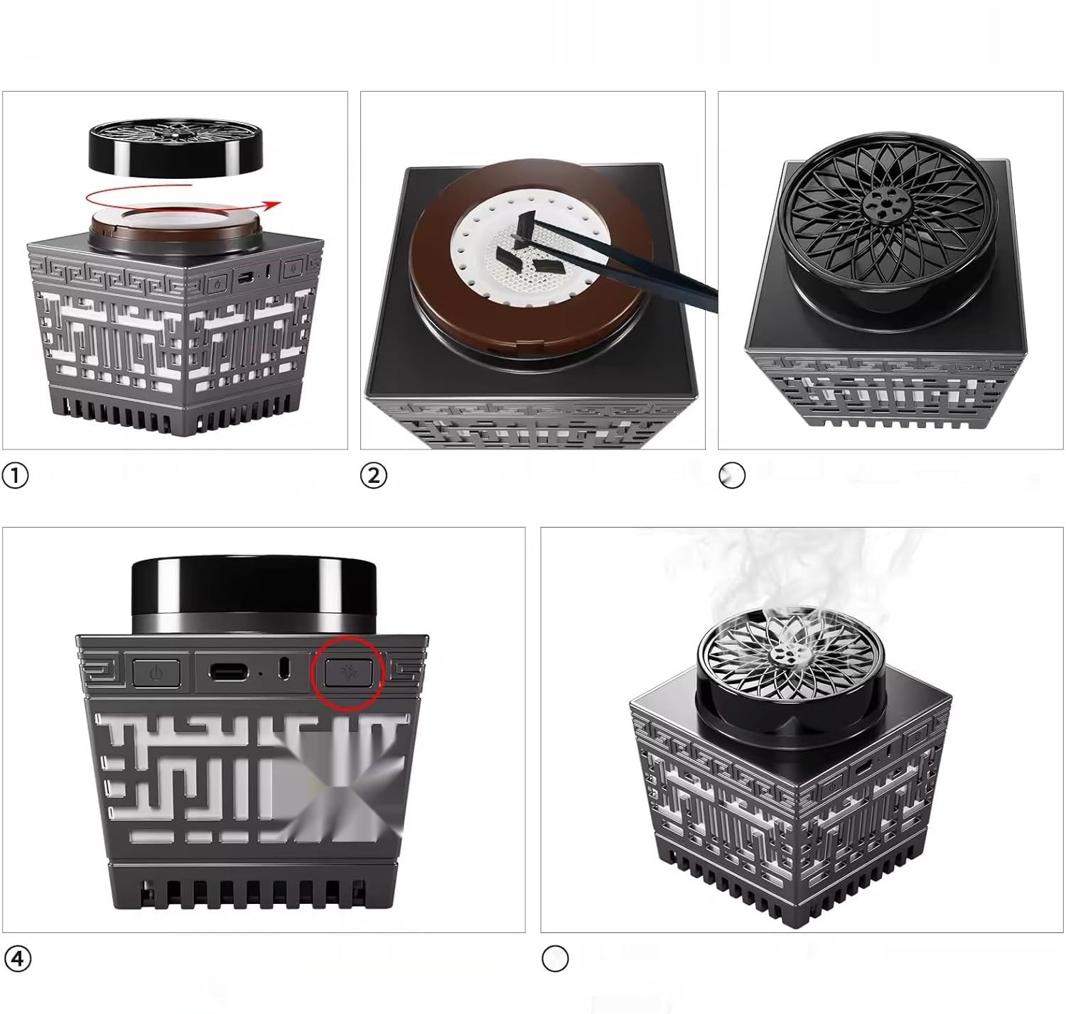Palnik Bakhoor 3w1 + lampa Koran + zegar azan – Bluetooth HD Audio