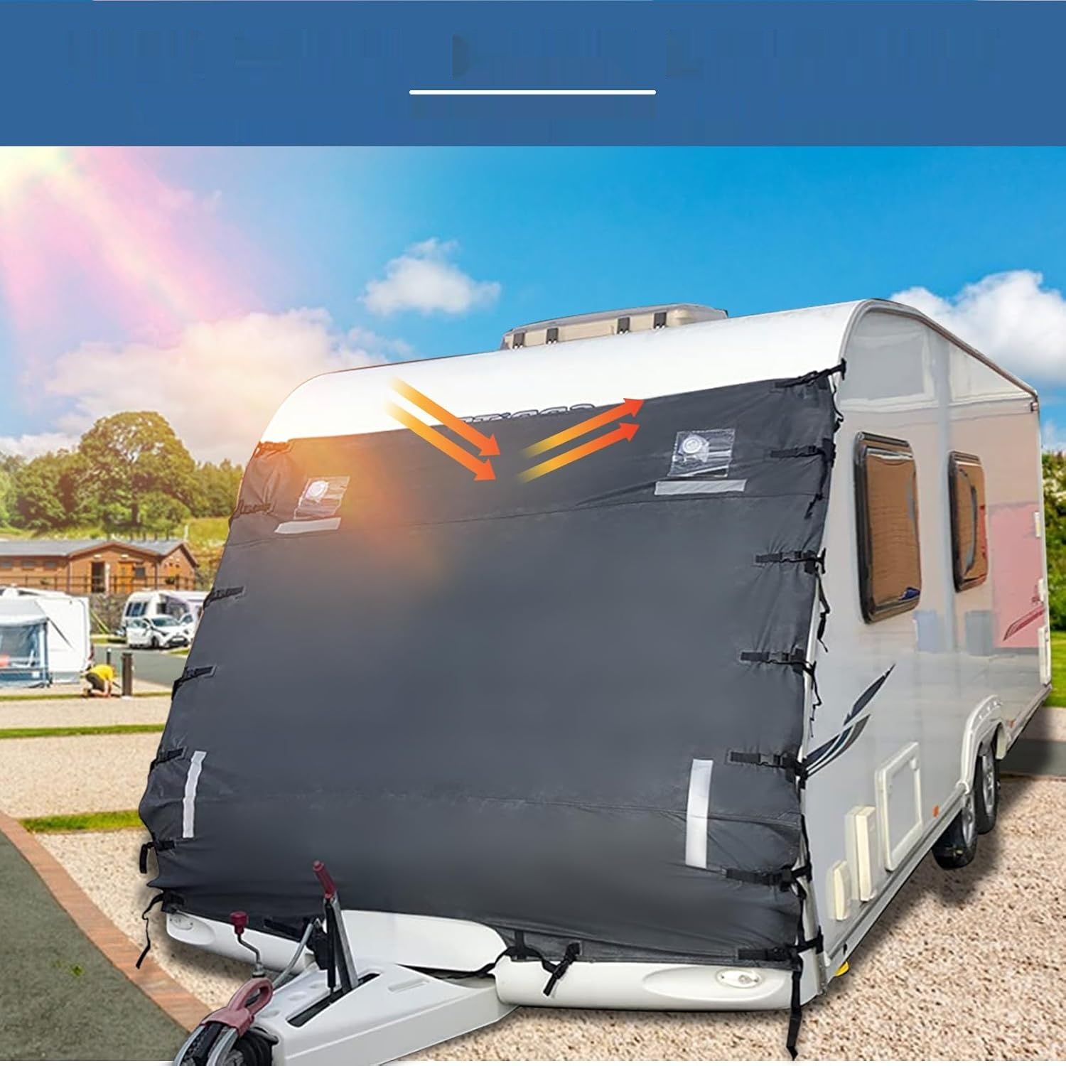 Caravan-Frontabdeckung wodoodporna 210x175cm osłona z LED (7 stóp szer.)