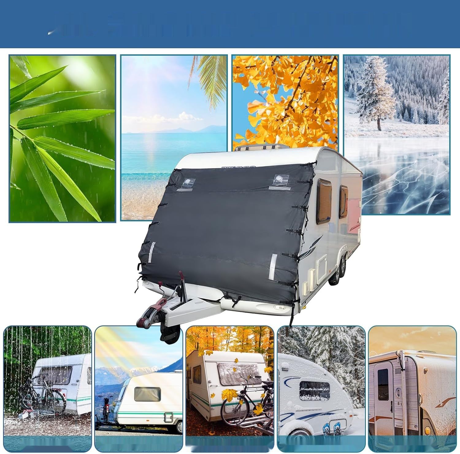 Caravan-Frontabdeckung wodoodporna 210x175cm osłona z LED (7 stóp szer.)