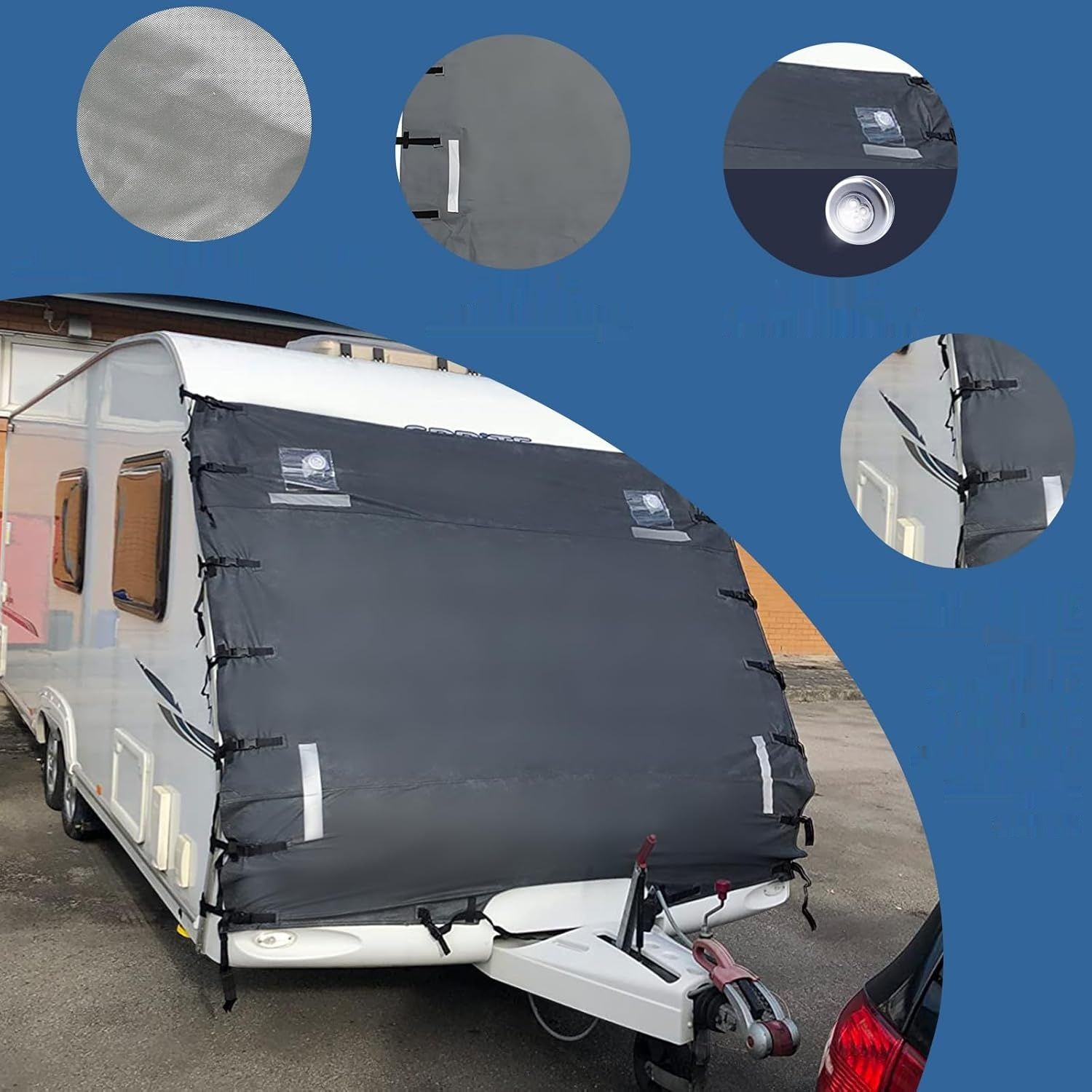 Caravan-Frontabdeckung wodoodporna 210x175cm osłona z LED (7 stóp szer.)