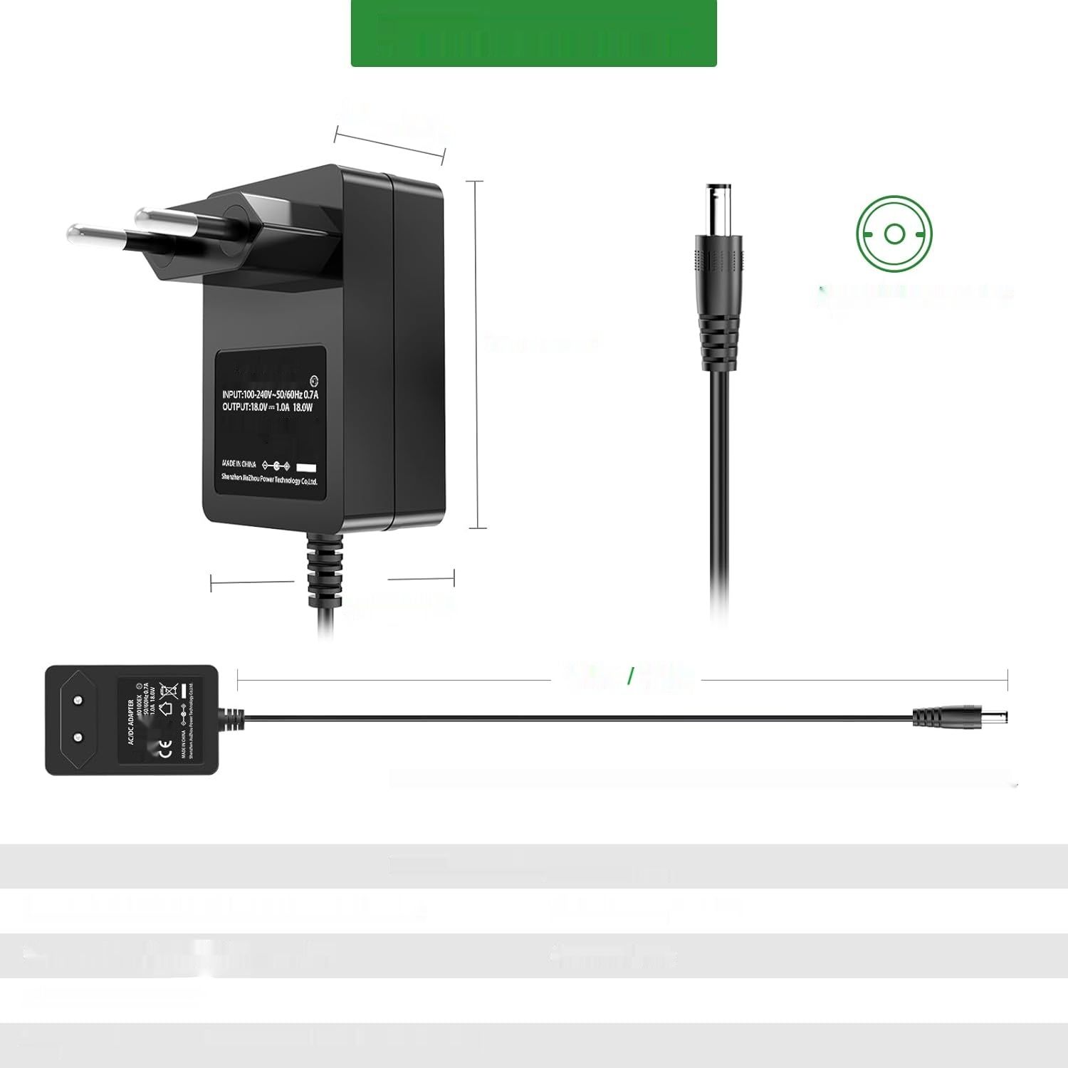 Gonine 18V adapter sieciowy, ładowarka z 5 wymiennymi gniazdami