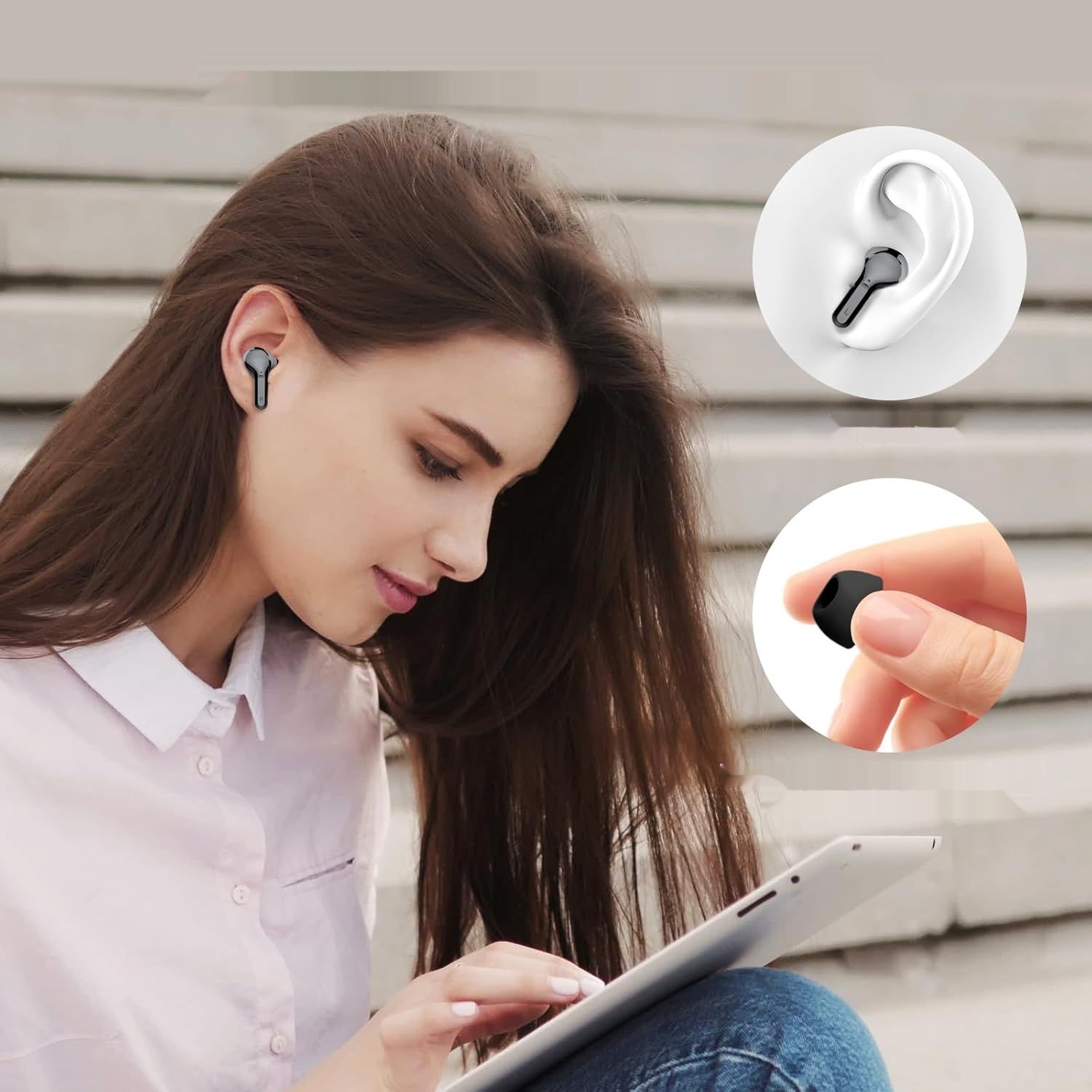 Bezprzewodowe słuchawki Bluetooth 5.3 z przetwornikiem 14,2 mm, IP7, ciemne.