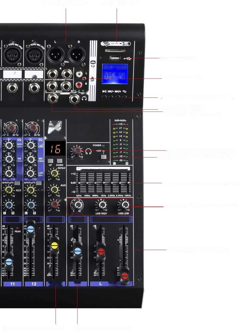 Weymic MX-120 Mikser profesjonalny (12 kanałów) DSP Effektor USB XLR RCA
