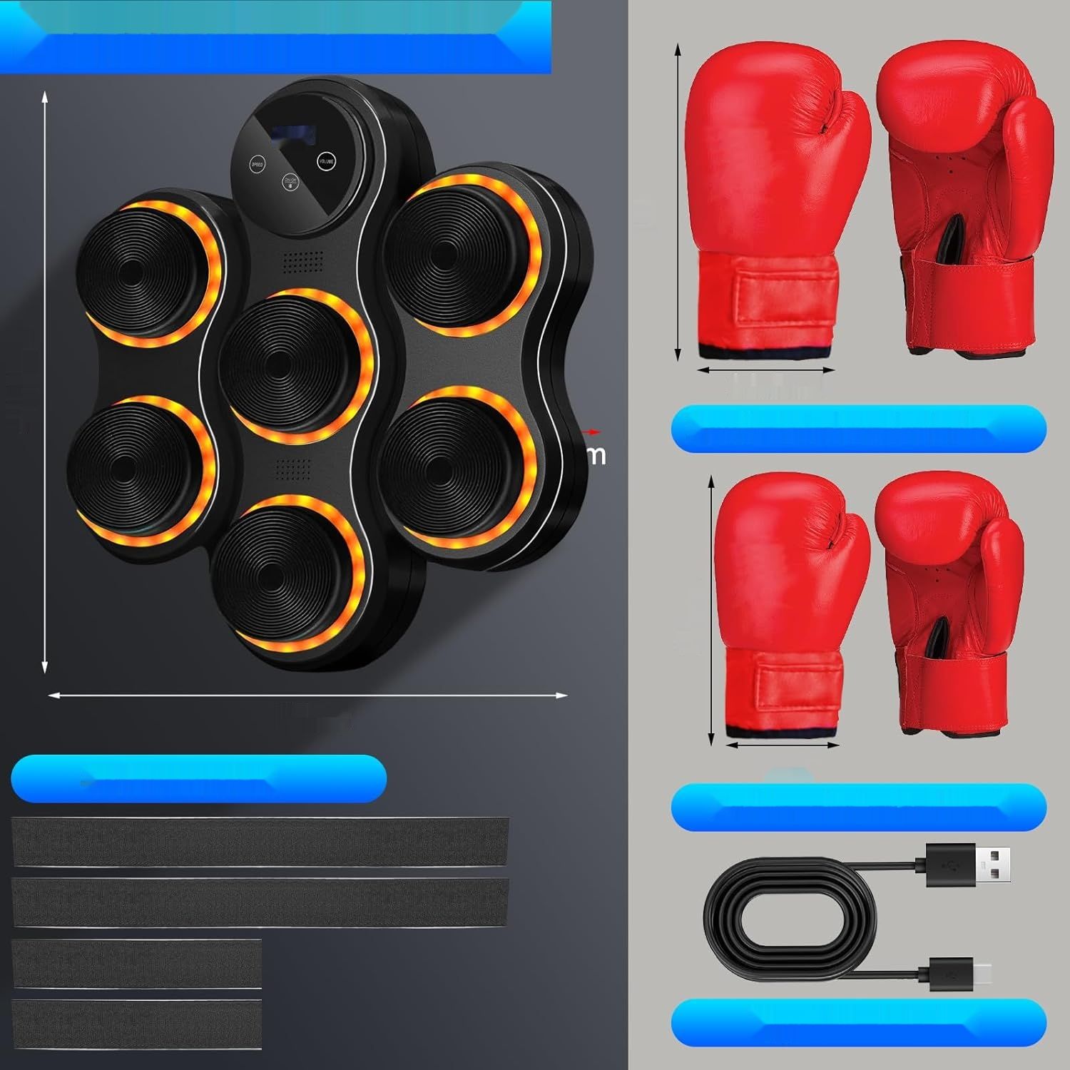 Wenosda Music Boxing Machine Bokserska Tarcza z Rękawicami, Bluetooth.